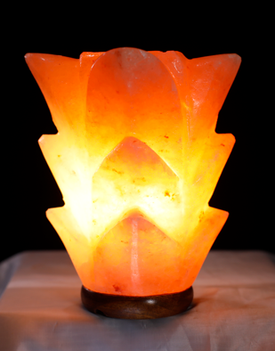 4kg Tall Flower Shaped Himalayan Salt Lamp - Marble Base (12V)