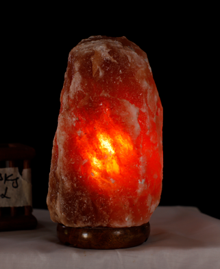 1-2kg Natural Shaped (Red) Himalayan Salt Lamp - Marble Base (12V)