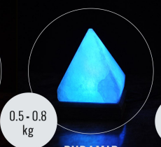 USB Pyramid Shaped (Colour Changing) Himalayan Salt Lamp - Marble Base (12V)