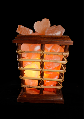 Wooden Cane Basket With Heart Shaped rocks (12v)
