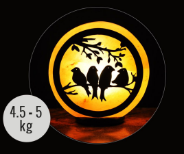5kg Round Wooden Birds Shaped Himalayan Salt Lamp - Marble Base (12V)