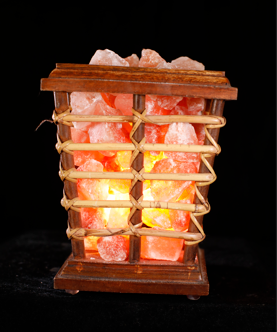 Wooden Cane Basket With Natural Rocks (12v)
