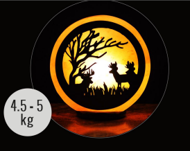 5kg Round Wooden Deer Shaped Himalayan Salt Lamp - Marble Base (12V)