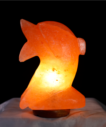 3kg Dolphin Shaped Himalayan Salt Lamp - Marble Base (12V)