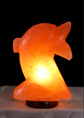 3kg Dolphin Shaped Himalayan Salt Lamp - Marble Base (12V)