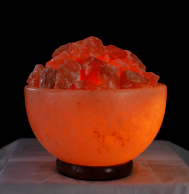 5kg Fire Bowl (Chunks) Shaped Himalayan Salt Lamp - Marble Base (12V)