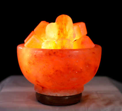 5kg Fire Bowl (Hearts) Shaped Himalayan Salt Lamp - Marble Base (12V)