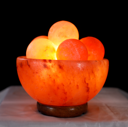 5kg Fire Bowl (Balls) Shaped Himalayan Salt Lamp - Marble Base (12V)