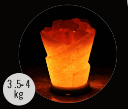 4kg Flower Bowl Shaped Himalayan Salt Lamp - Marble Base (12V)