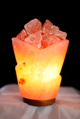 4kg Flower Bowl Shaped Himalayan Salt Lamp - Marble Base (12V)