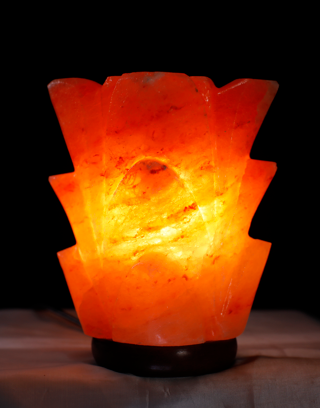 4kg Tall Flower Shaped Himalayan Salt Lamp - Marble Base (12V)