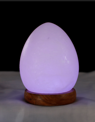 USB Egg Shaped (Colour Changing) Himalayan Salt Lamp - Marble Base (12V)
