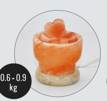 USB Fire Bowl (Hearts) Shaped Himalayan Salt Lamp - Marble Base (12V)