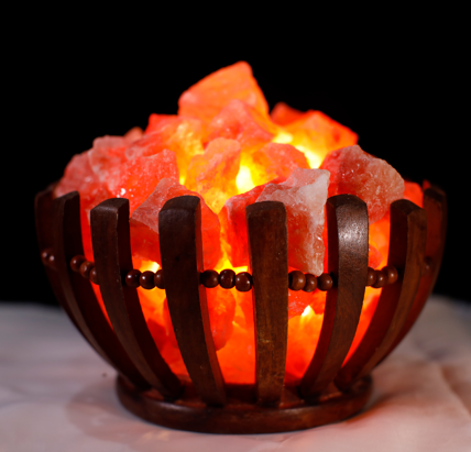 Wooden Bowl With Natural Rocks (12v)