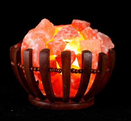 Wooden Bowl With Natural Rocks (12v)