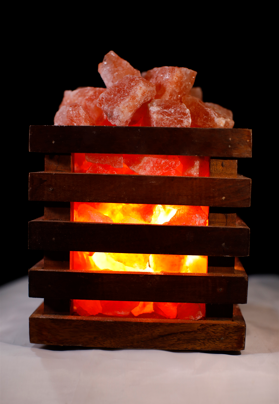 Wooden Basket With Natural Rocks (12v)